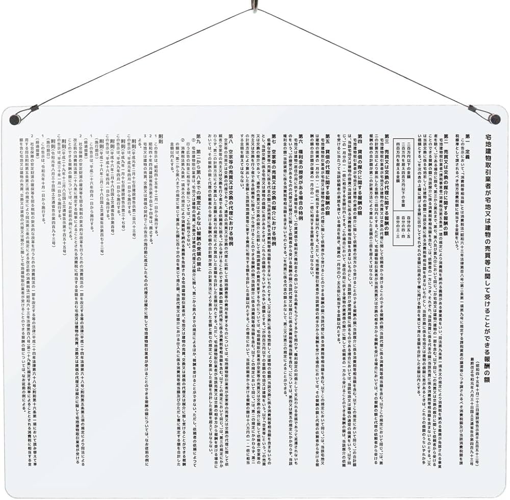 Amazon | オリエンタライズ 改正版 報酬額票 吊り下げタイプ【※メール