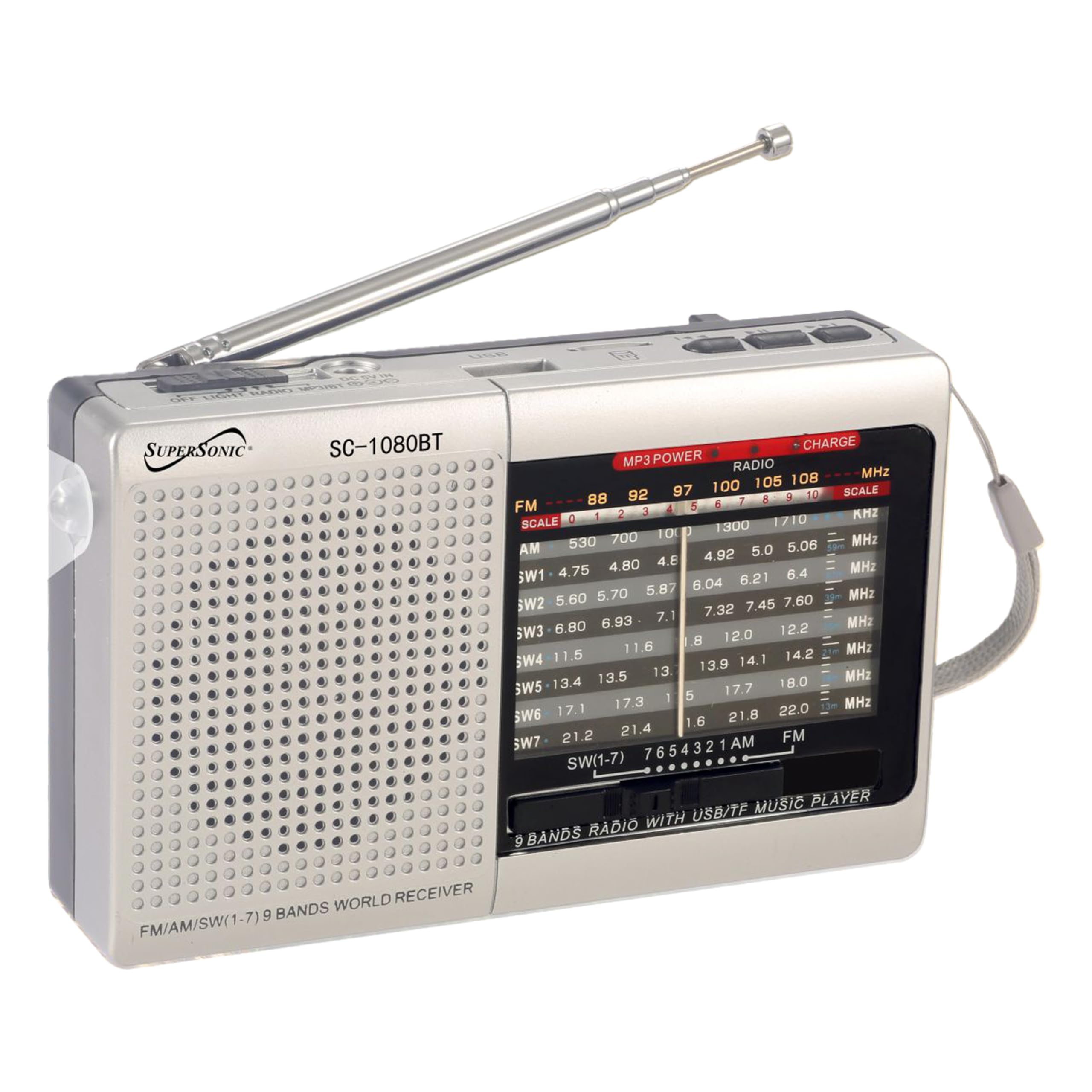 Amazon.com: Supersonic SC-1080BT 9-Band Radio with Bluetooth