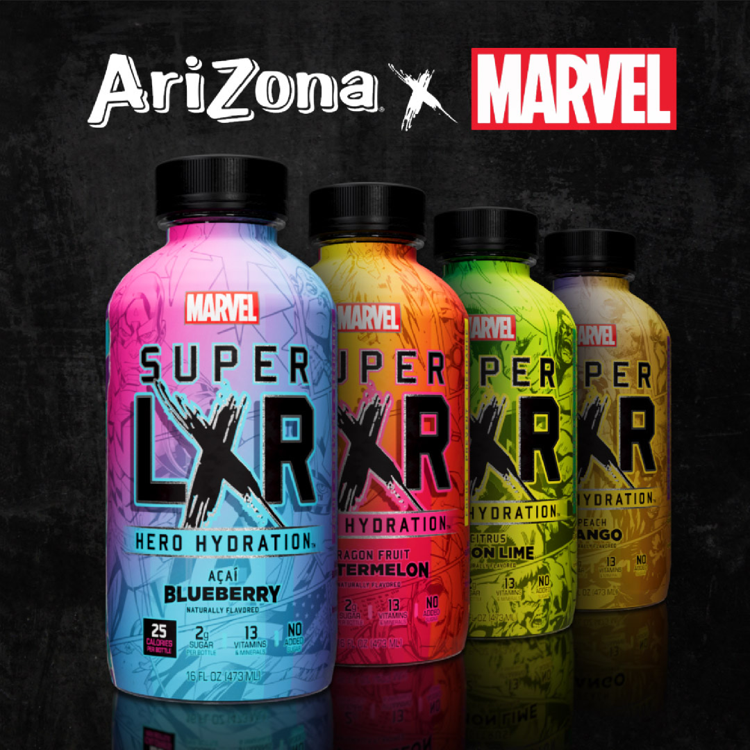 Amazon.com : AriZona x Marvel Super LXR Hero Hydration - Peach