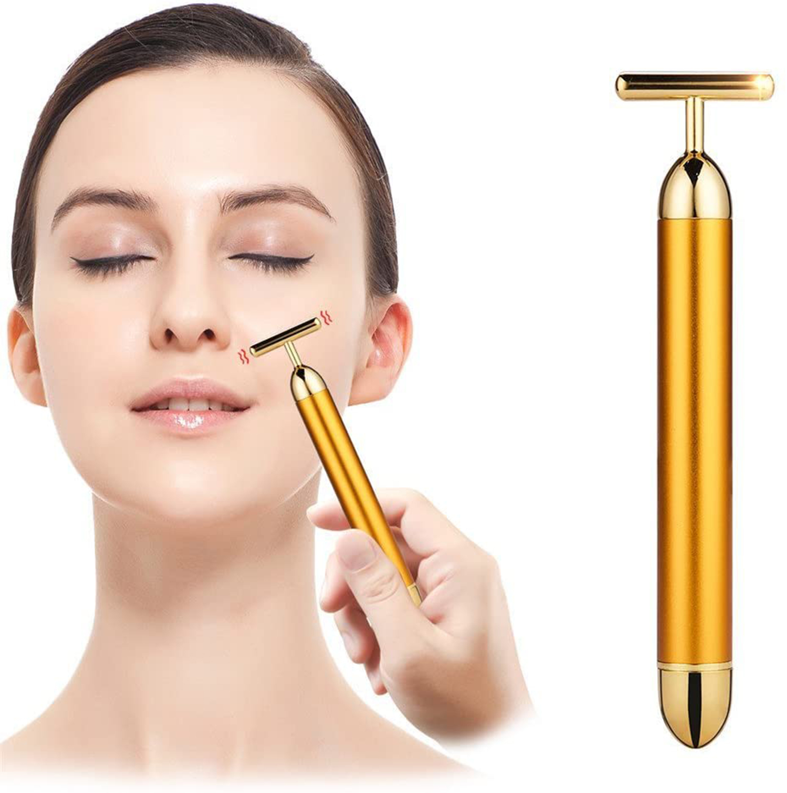 Amazon.com: Beauty Bar 24k Golden Electric Face Massager, T Shape