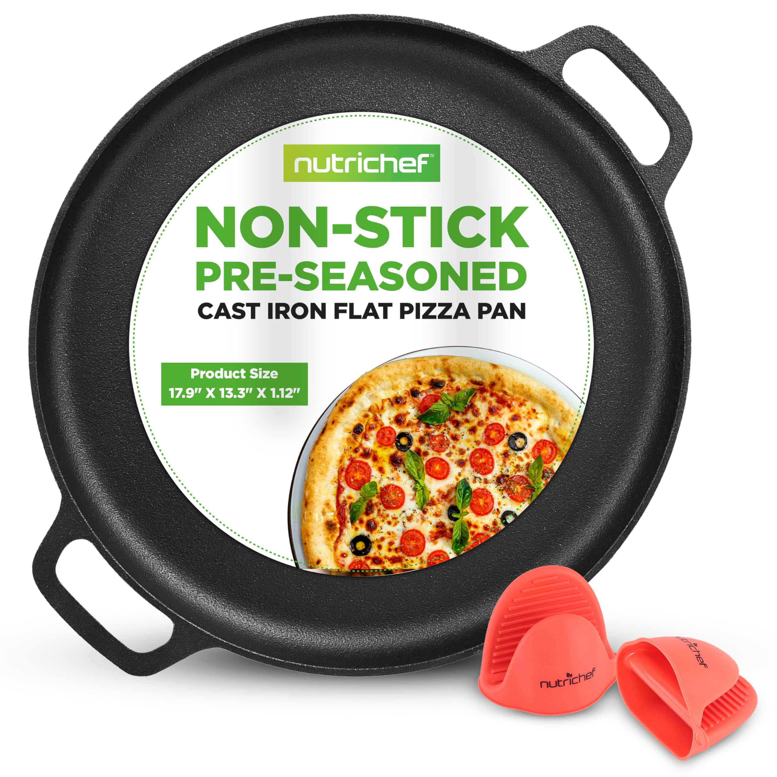 Amazon.com: NutriChef 13-Inch Flat Cast Iron Pizza Pan - Versatile