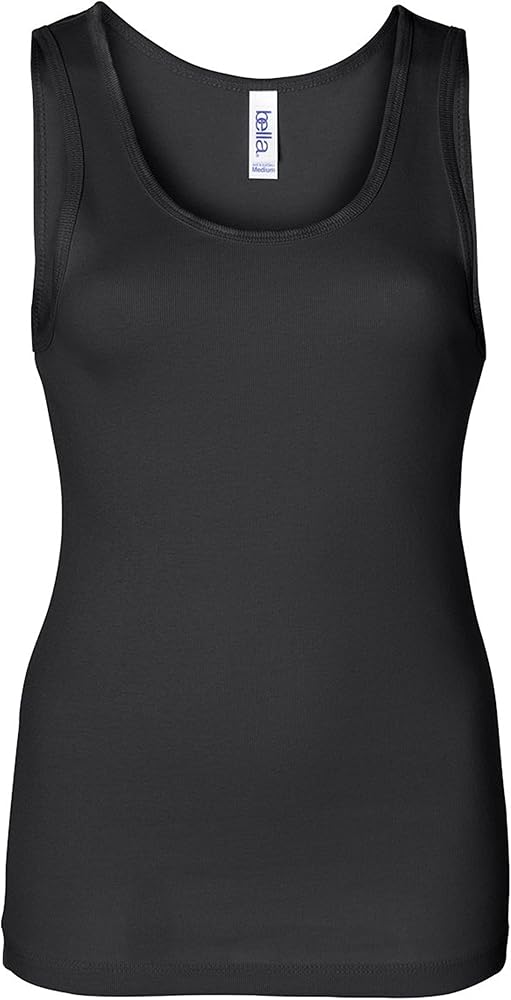 Bella Ladies 5.8 oz. 1x1 Baby Rib Wide Strap Tank - Black - M at
