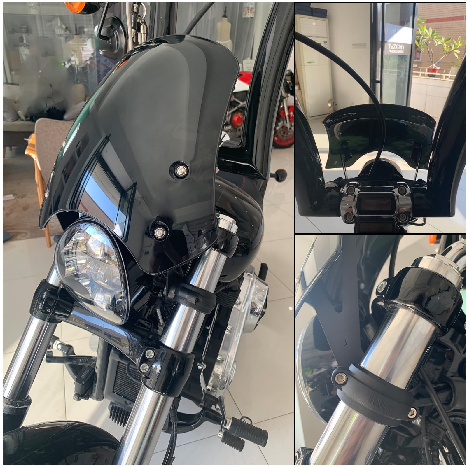 Amazon | Bruce & Shark(ブルース・サメ) バイク スクリーン 風防 汎用