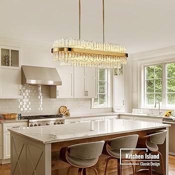 Siljoy Modern Crystal Chandelier 20 Lights Gold Rectangle 2 Tiers