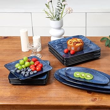 Amazon.com | vicrays Ceramic Square Plates Set of 6 - Porcelain 8