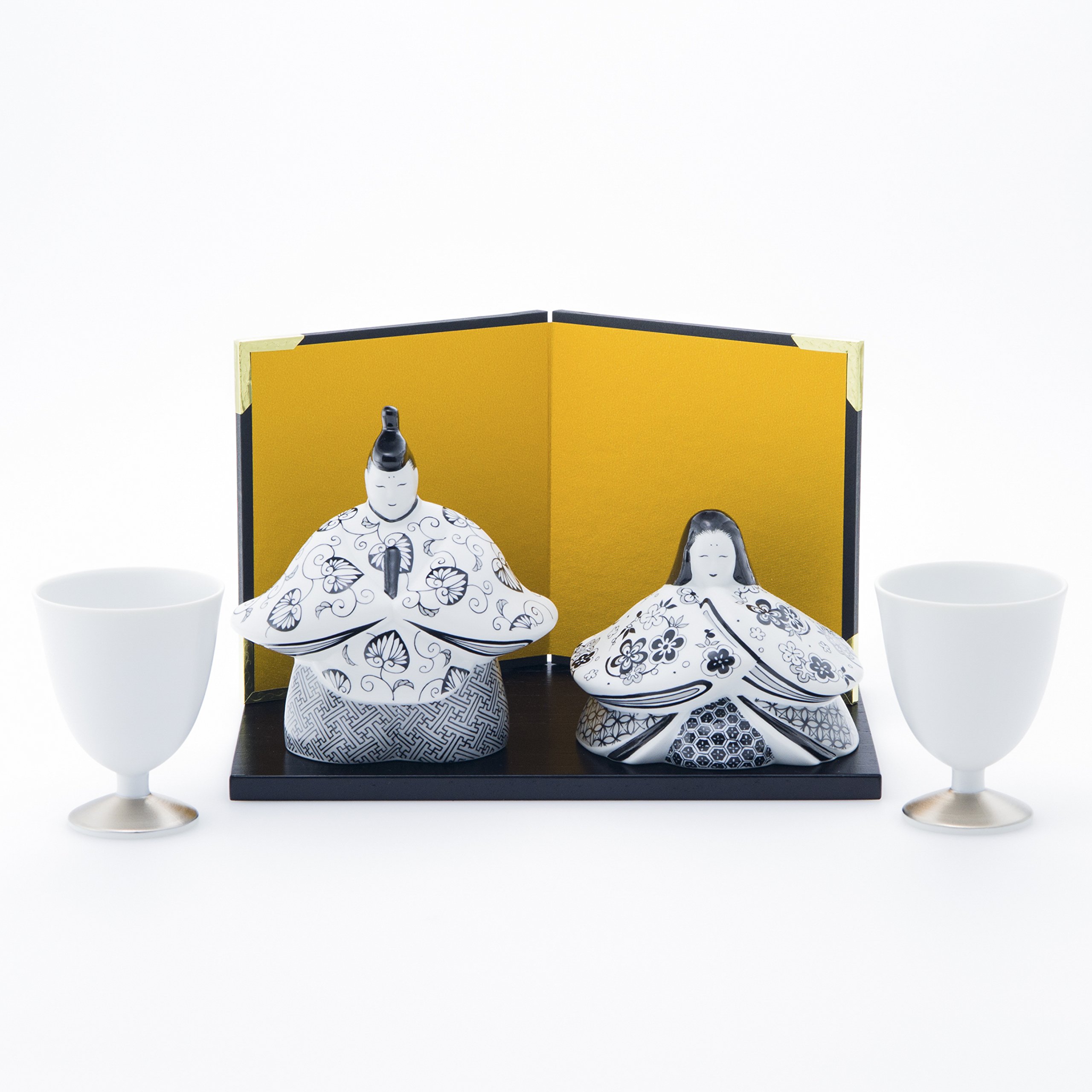 Amazon.co.jp: ARITA PORCELAIN LAB 雛人形 ぼんぼり付 （屏風 台付 木