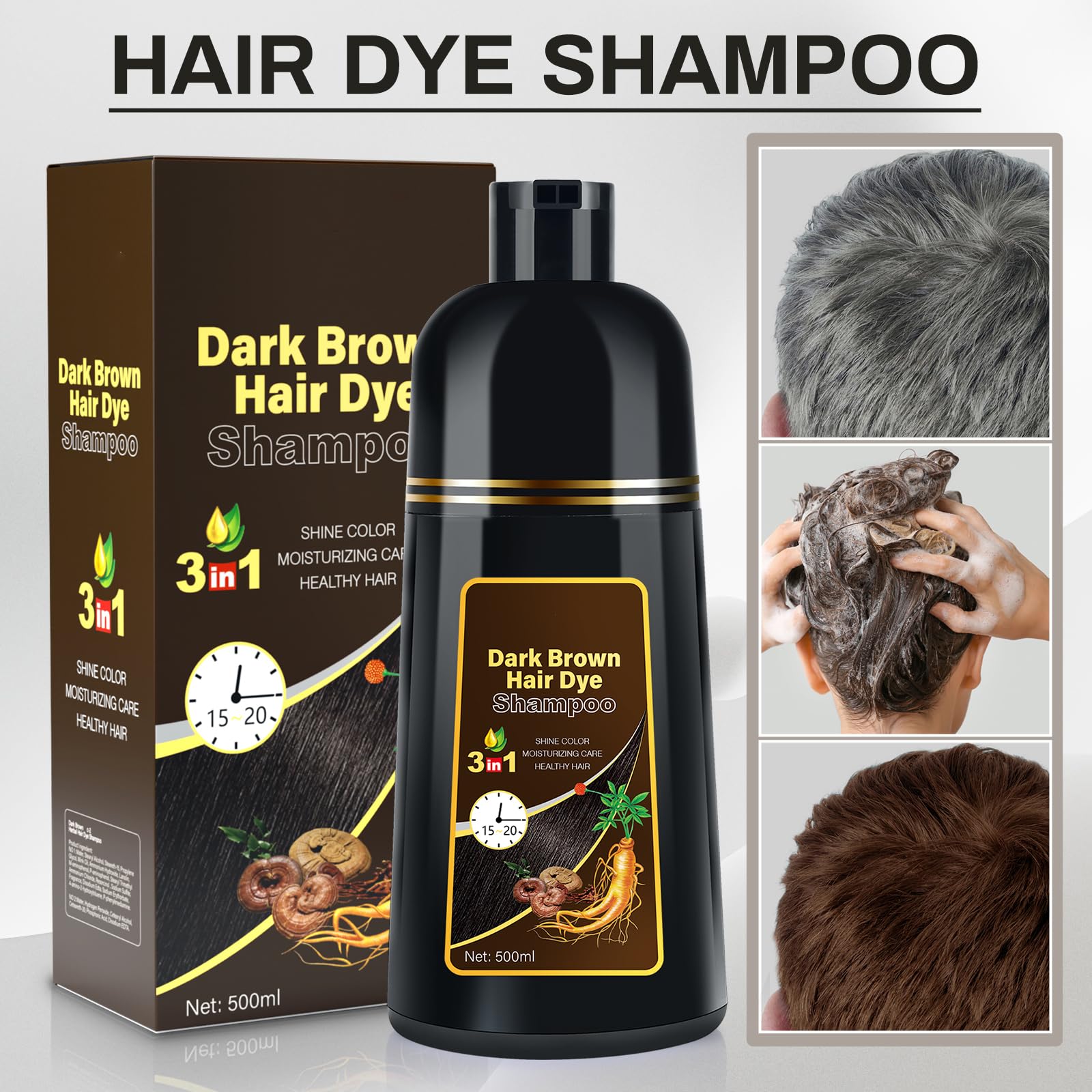 Amazon.com : Cosmpro Dark Brown Natural Hair Dye Shampoo 3 in 1