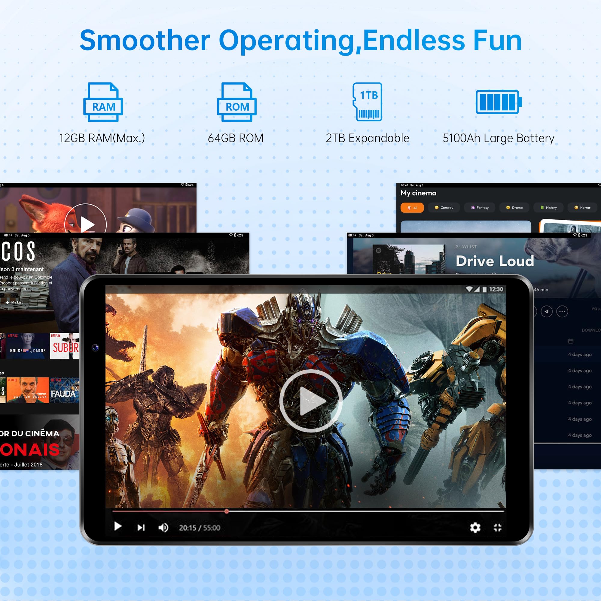 Amazon.co.jp: HAOVM M8 Android 15 タブレット 8インチ、8コアCPU
