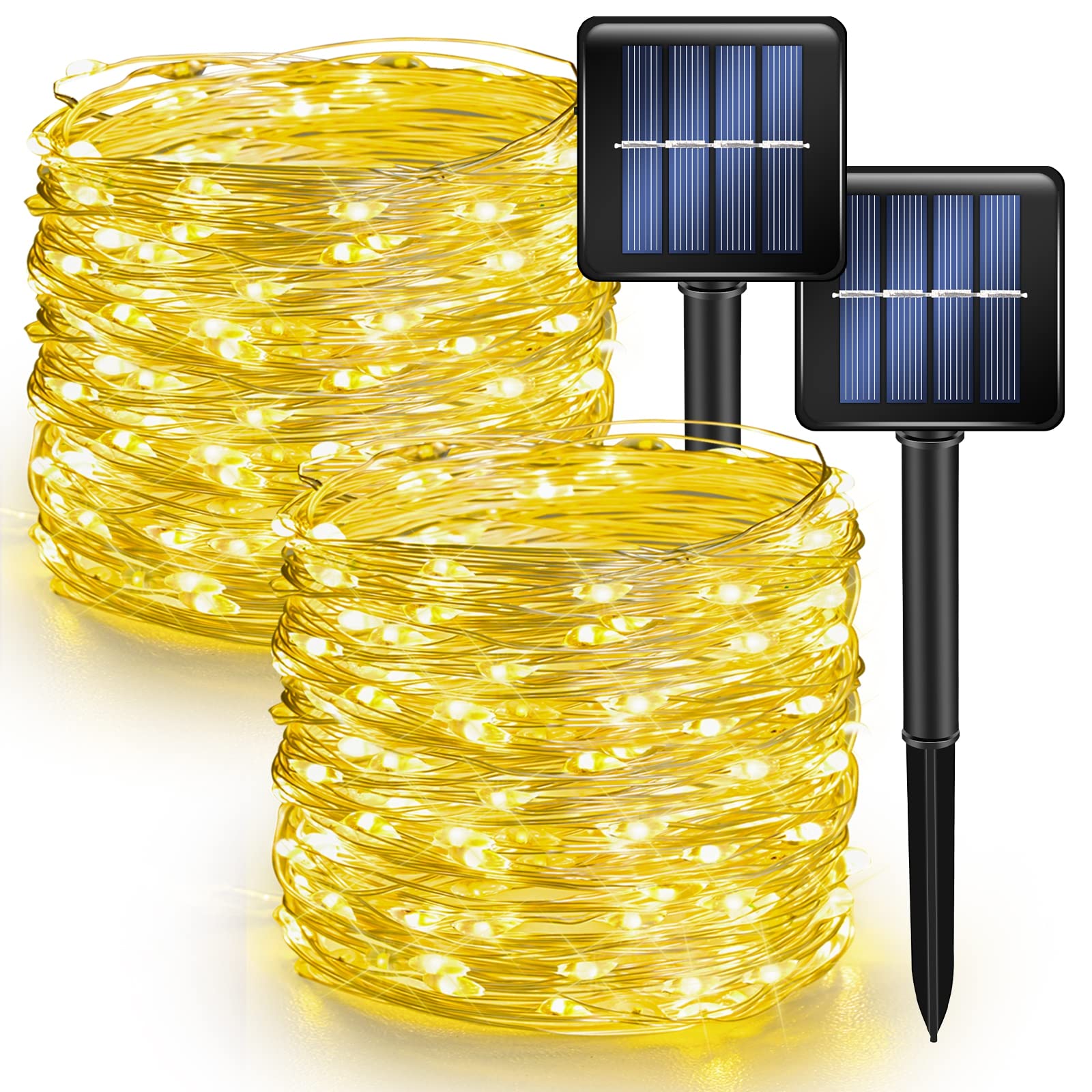 Dazzle Bright 2 Pack Solar String Lights Outdoor, Total 80FT