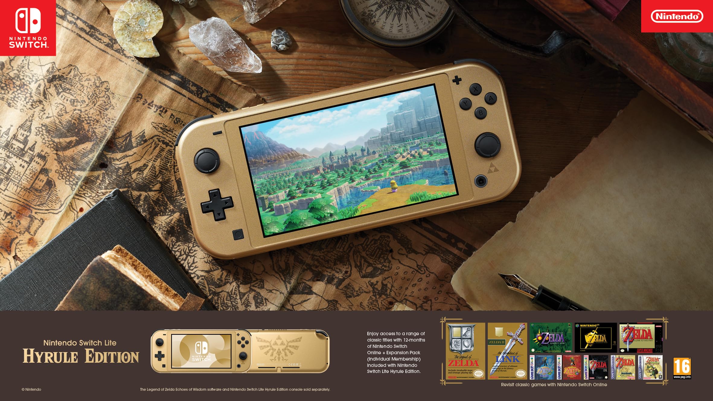 Nintendo Switch Lite: Hyrule Edition + 12 Months NSO: Nintendo