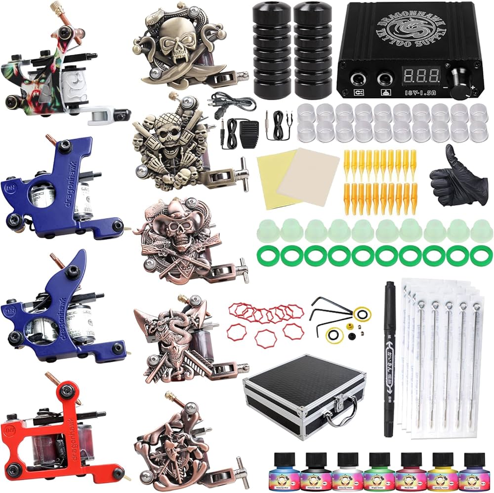 Amazon.com: Dragonhawk Complete Tattoo Kit with Case, Beginner