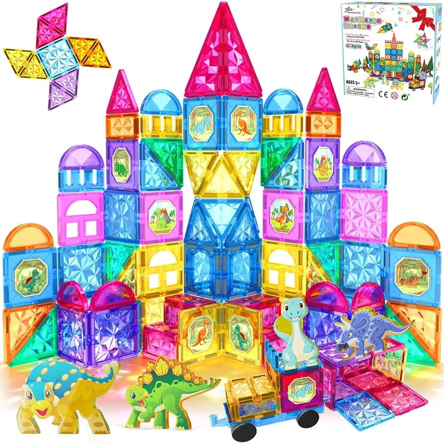Amazon.com: Jasonwell 110PCS Magnetic Tiles Building Blocks Set