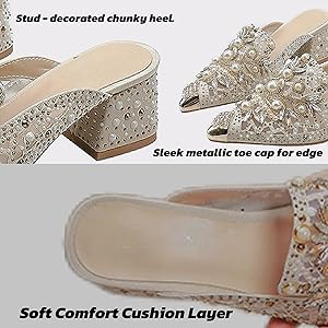 Amazon.com | Women's Mules with Pearls Pointed Toe Crystal