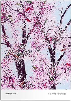 Amazon.co.jp: ダミアンハーストポスター桜キャンバス壁アート抽象絵画