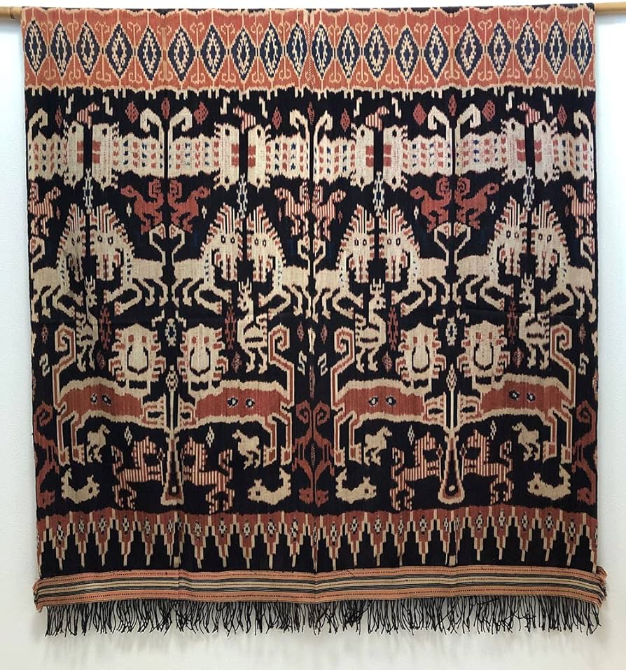 Amazon｜イカット スンバ島 インドネシアの本物 アンティーク 絣織物