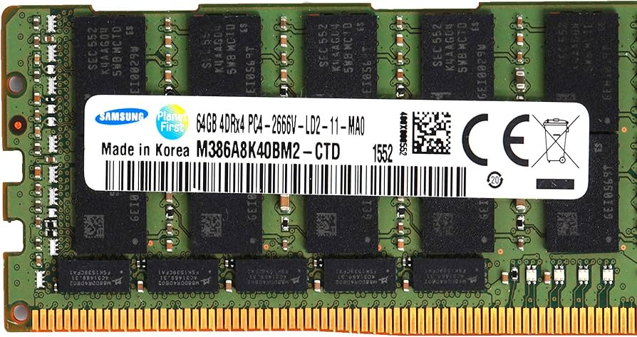 Samsung 64GB PC4-21300 DDR4-2666V-L Load Reduced 4DRX4 CL19 288