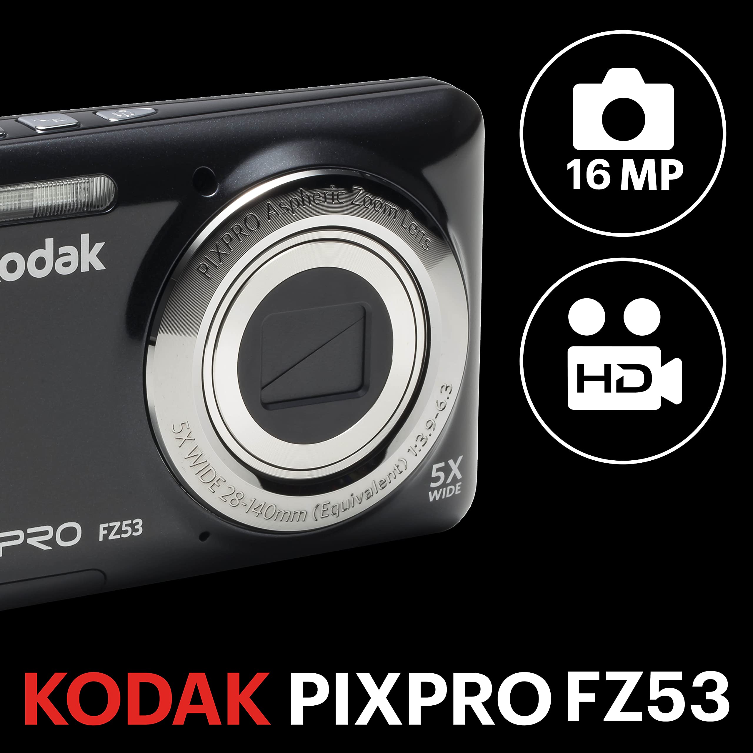 Amazon | Kodak PIXPRO Friendly Zoom FZ53 16 MP Digital Camera with