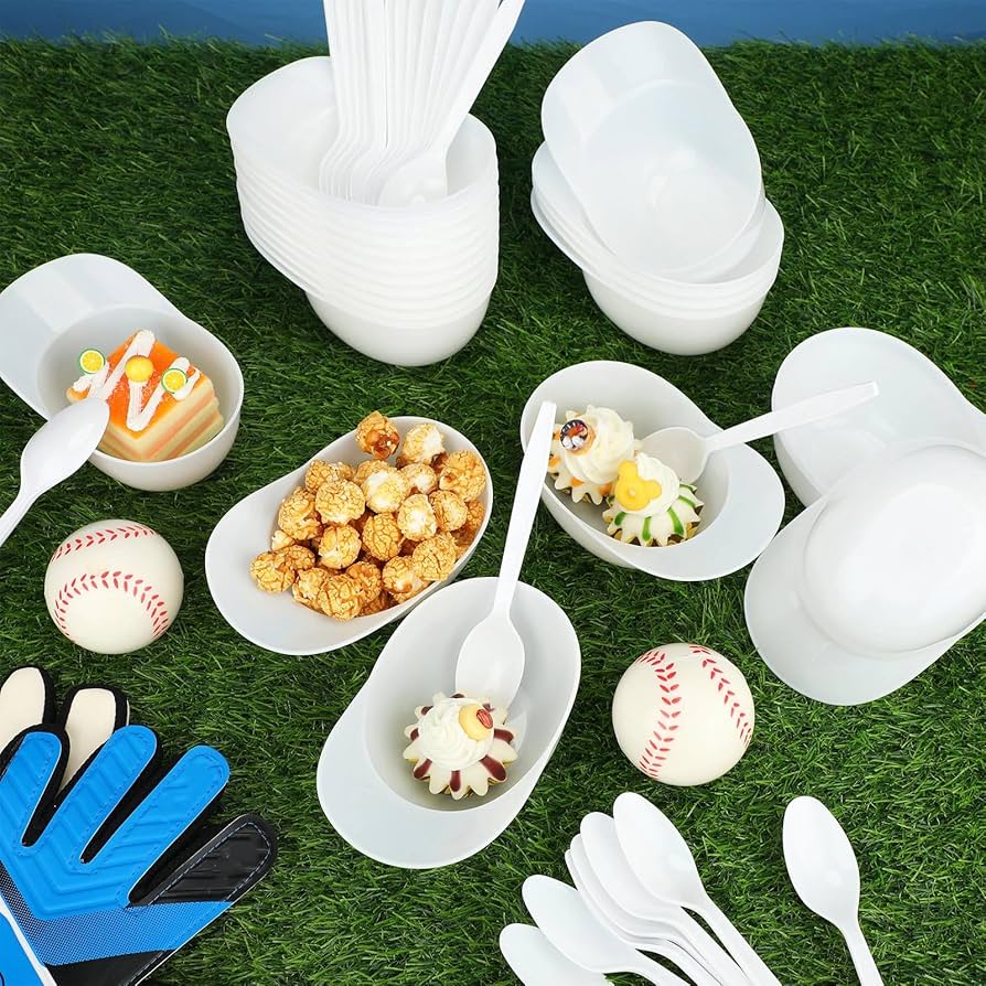 Amazon.com | Tanlade 200 Set Baseball Helmet Bowl with Spoons 8 oz