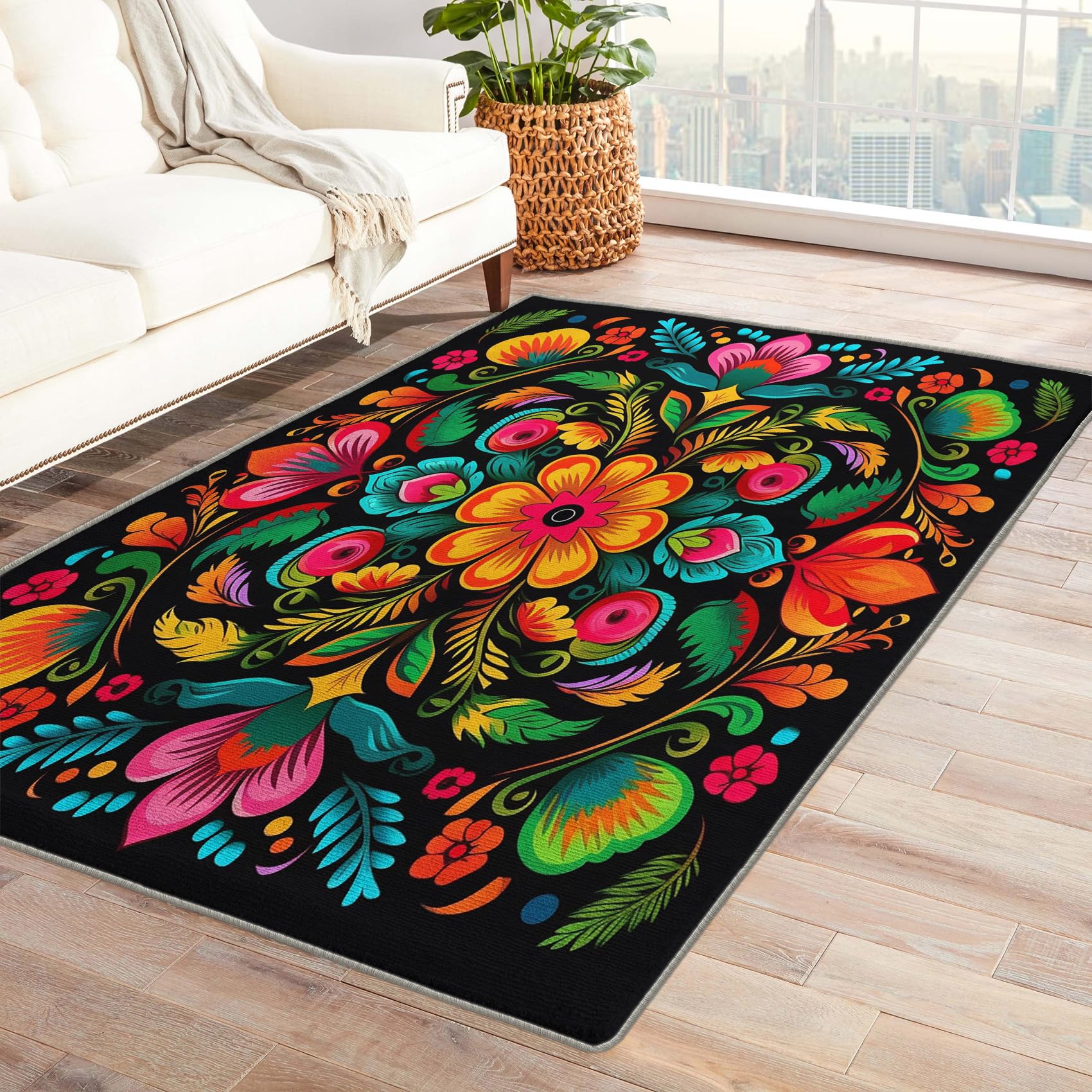 Amazon.com: MOBEITI Mexican Area Rug 5x7, Floral Rugs for Bedroom