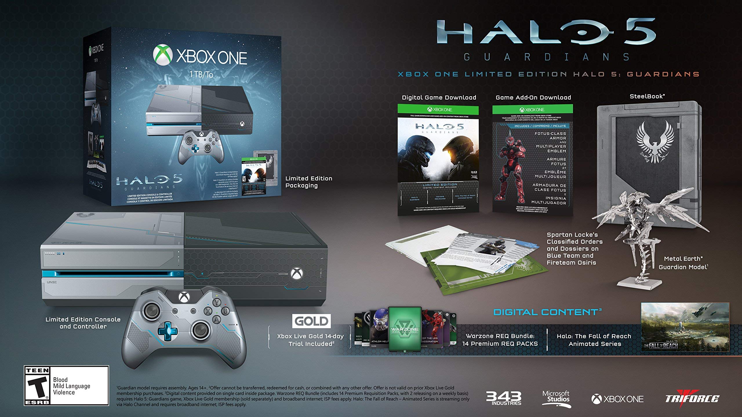 Amazon.com: Xbox One 1TB Console - Limited Edition Halo 5