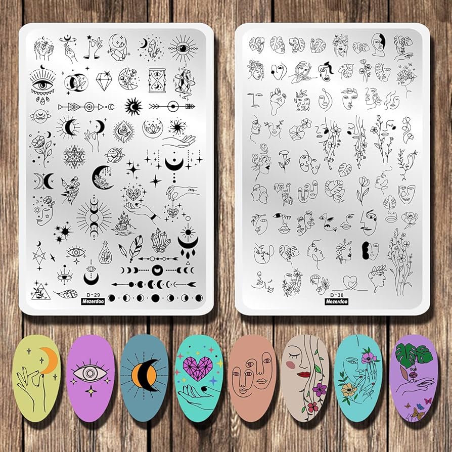 Amazon.co.jp: 2枚大きいサイズ ステンシルプレート アブストラクト