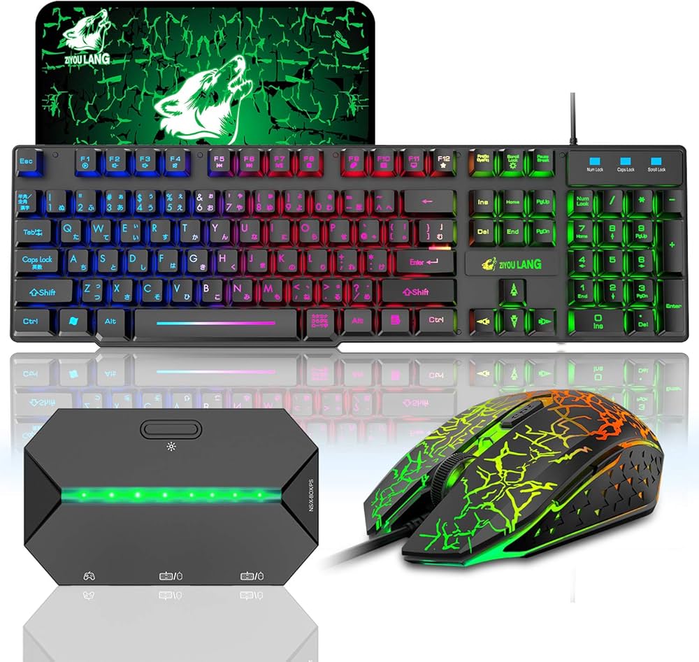 Amazon | ゲーミングキーボード LED有線 メンブレン ゲーミング