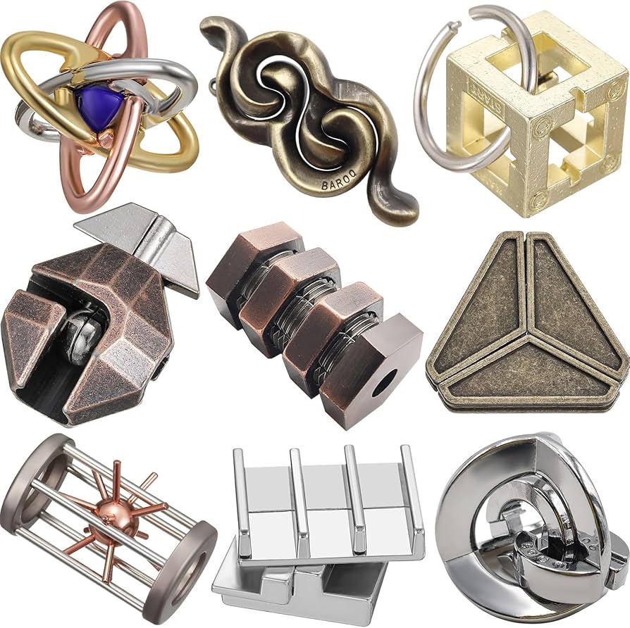 Amazon.com: Wettarn 9 Pcs Metal Brain Teaser Puzzles Teaser 3D