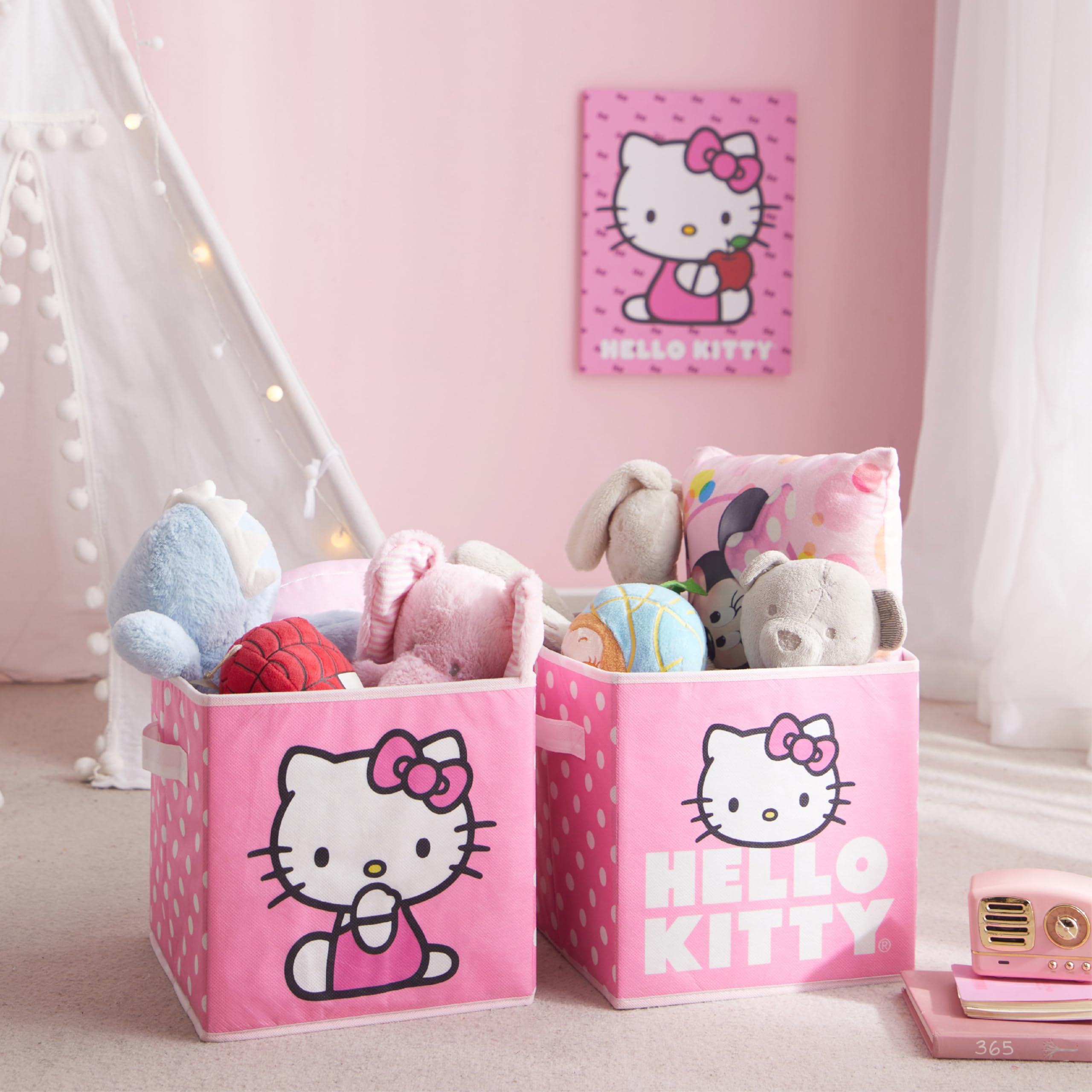 Idea Nuova Hello Kitty Set of 2 Durable Storage Cubes with Handles