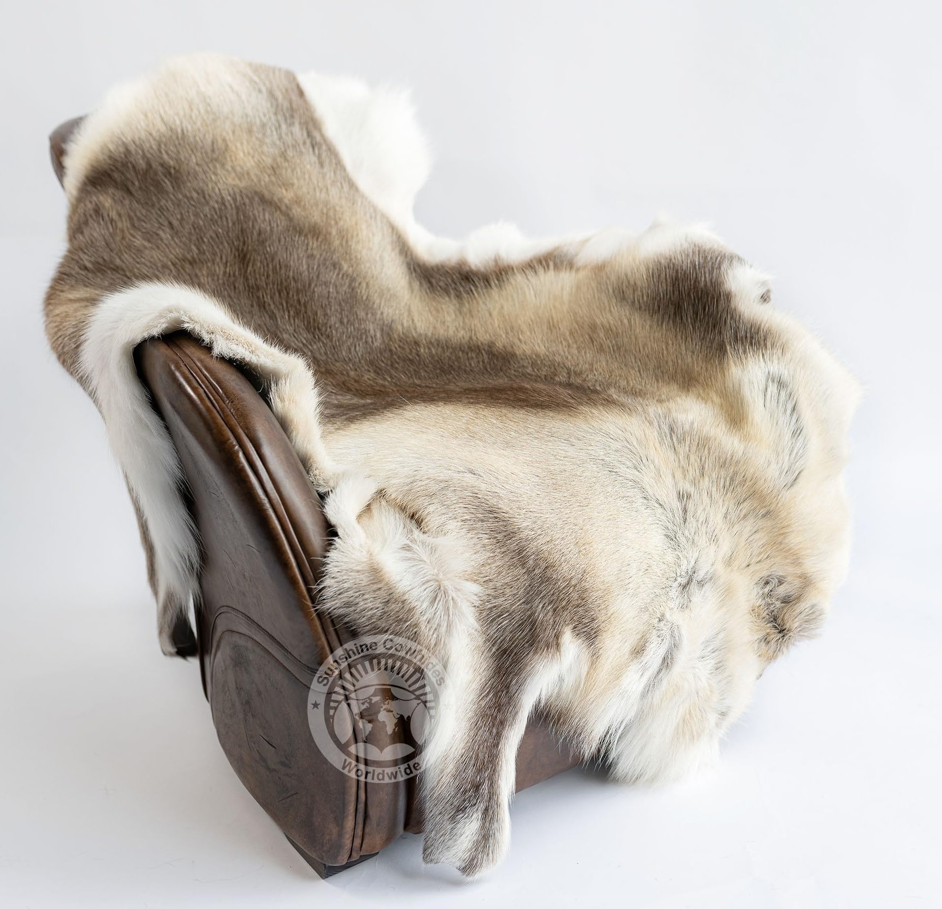 Amazon | Sunshine Cowhides 100% 本物の北欧トナカイハイドラグ