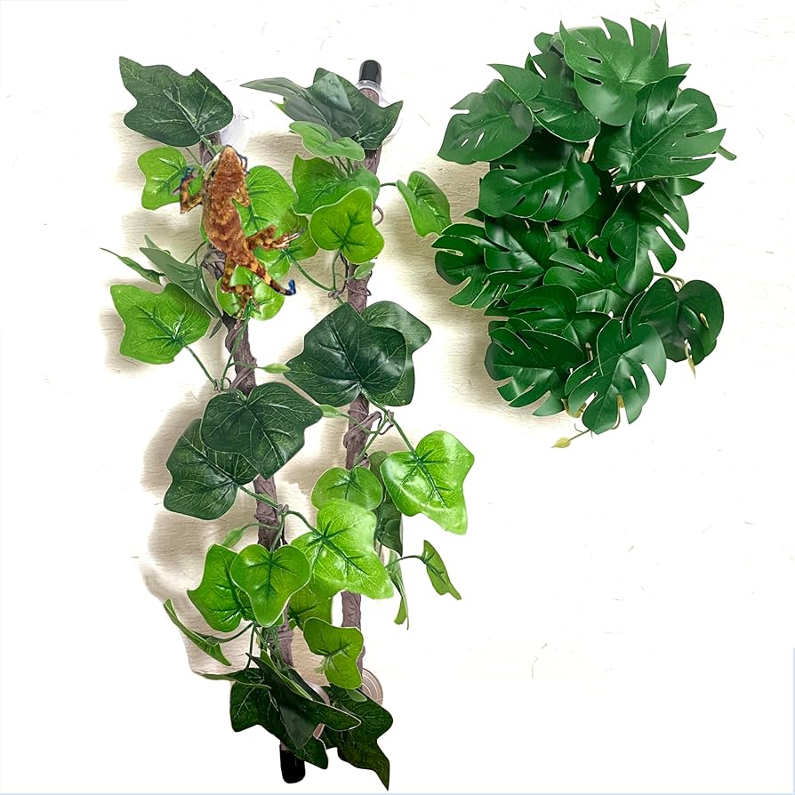 Amazon | 爬虫類 登り木 枝 葉 流木 シェルター ビバリウム 人工植物