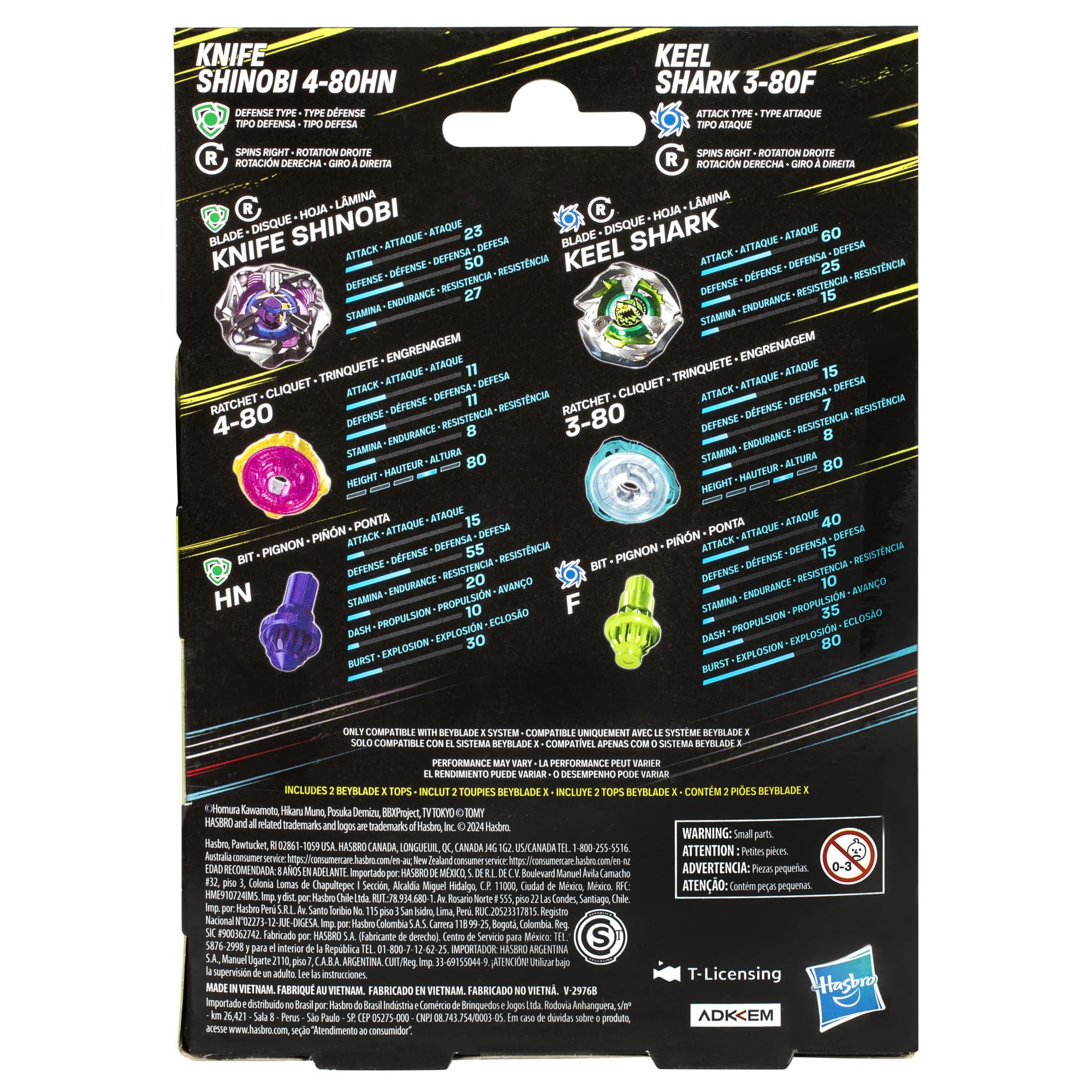 Amazon.com: Beyblade X Knife Shinobi 4-80HN and Keel Shark 3-80F