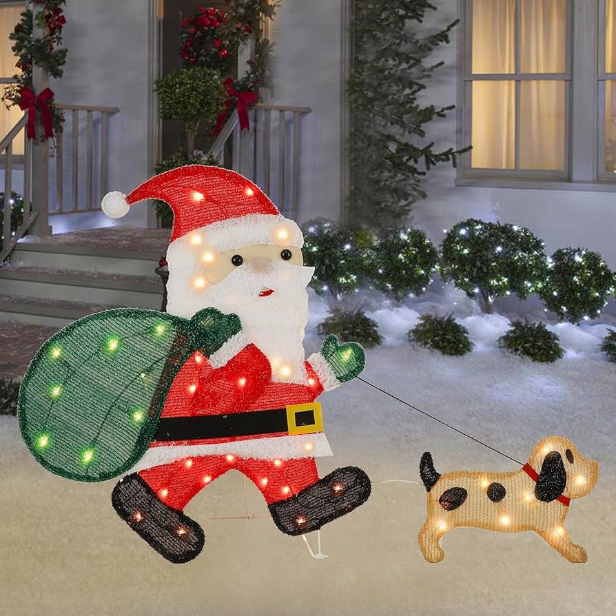 Amazon.com: WATERGLIDE Lighted Christmas Santa Claus with Puppy