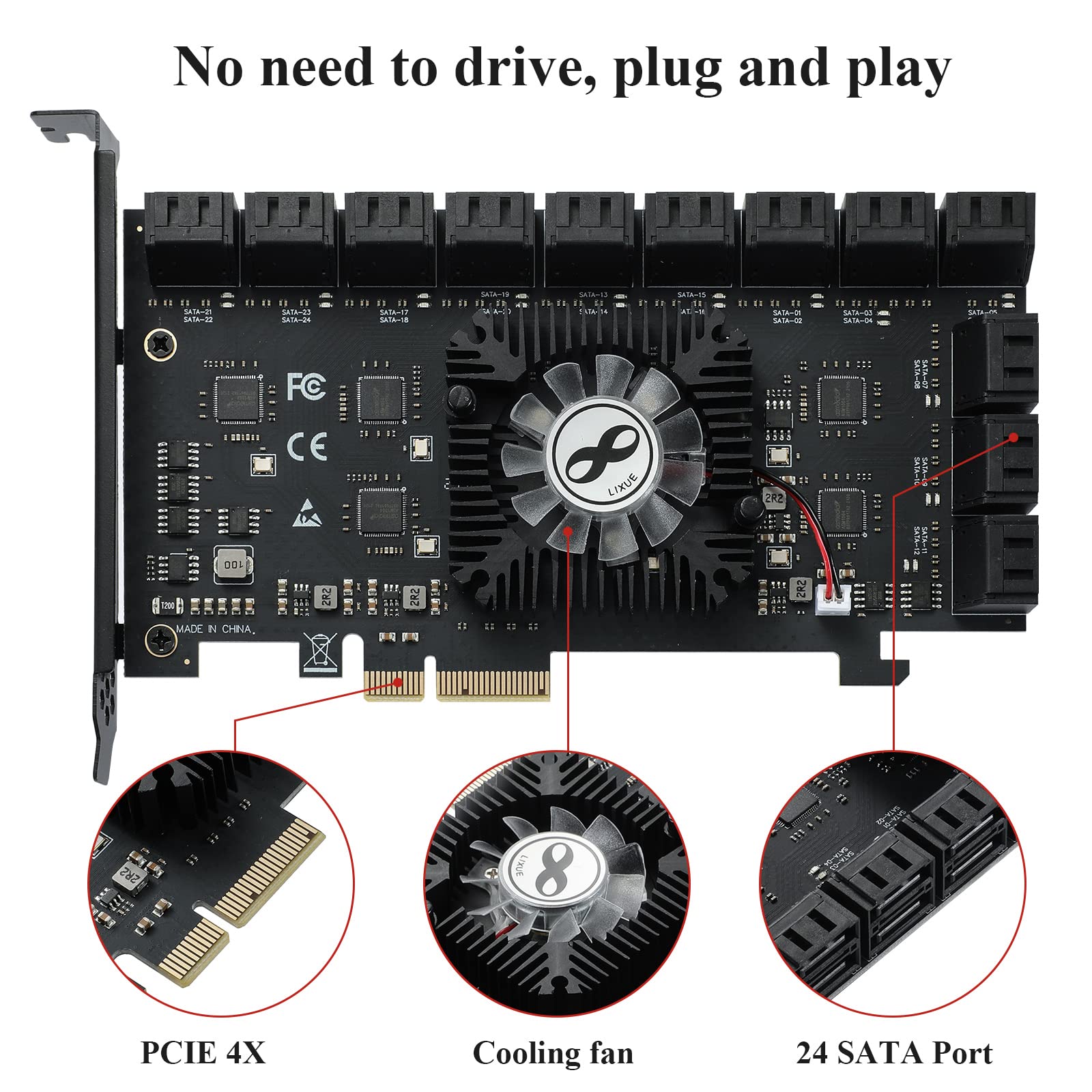 Amazon.com: Mzhou 24-Port SATA III PCIe Expansion Card (ASM1064*6+