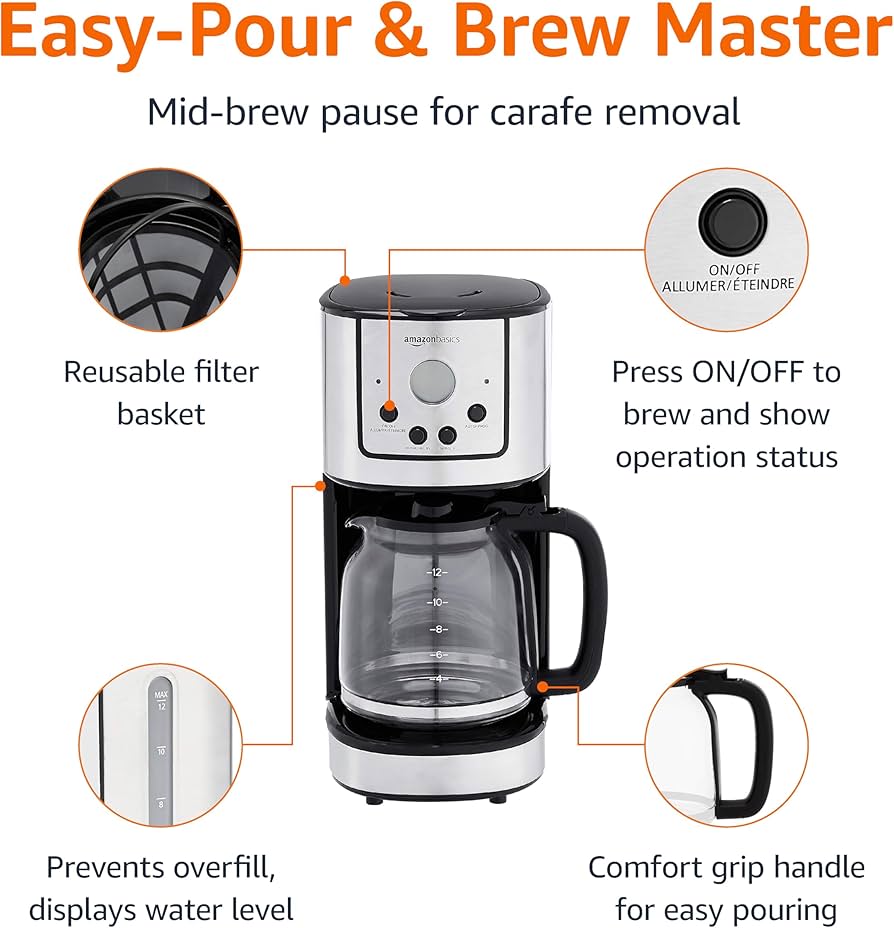 Amazon.com: Amazon Basics Programmable Coffeemaker with Carafe and