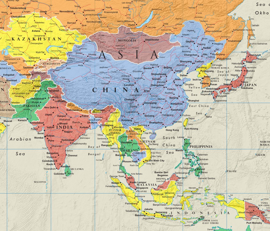 Amazon | 48×78 大型 現代世界地図 Elite 掛地図 ラミネート済み