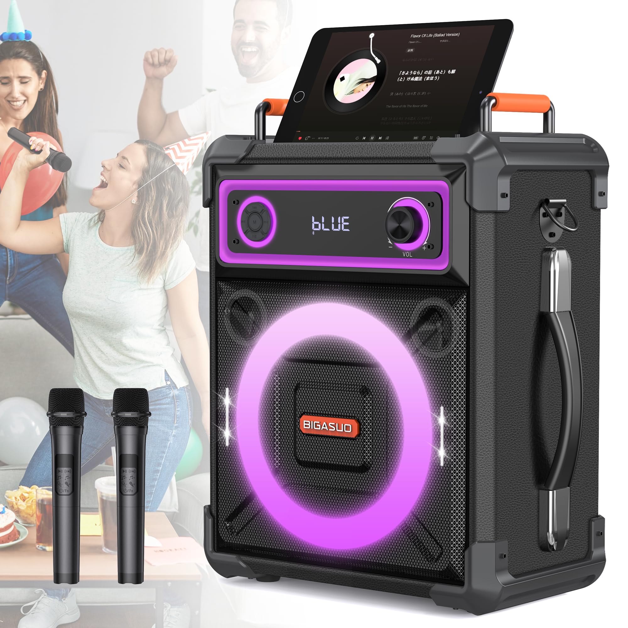 Amazon.co.jp: カラオケセット家庭用 BIGASUO ワイヤレスマイク