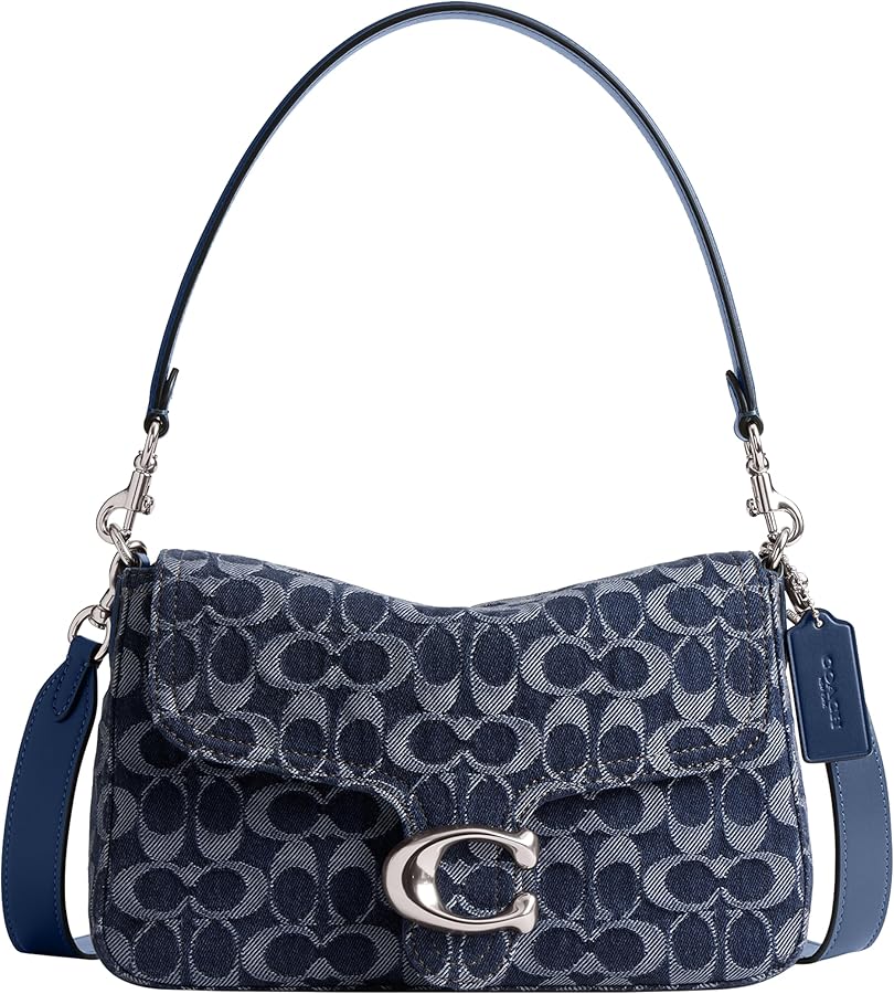 COACH Womens Soft Tabby Shoulder Bag In Signature Denim Deep Blue