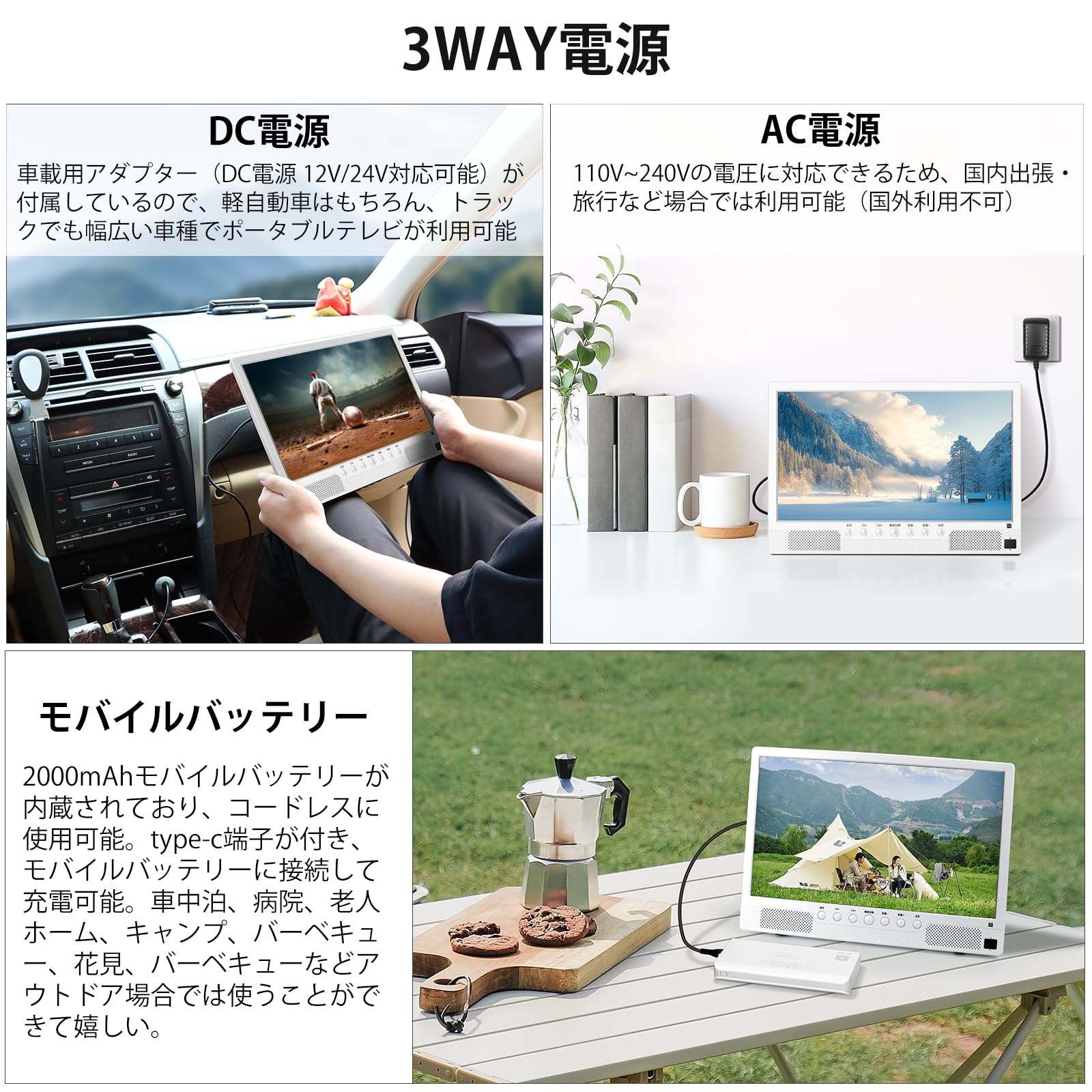 Amazon | ポータブルテレビ 録画機能付き テレビ小型 14.1インチ 極軽