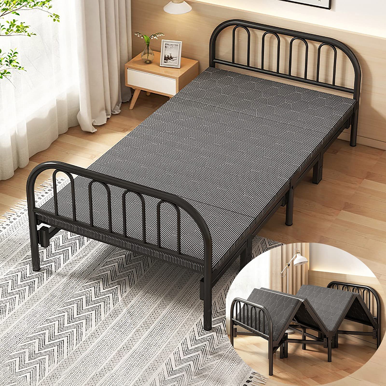 Amazon｜ZQINQC 折りたたみベッド パイプベッド ベッドフレーム