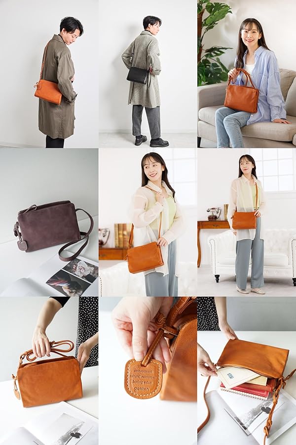 Amazon | [ゲンテン] ショルダーバッグ 本革 レディース キャメル GE