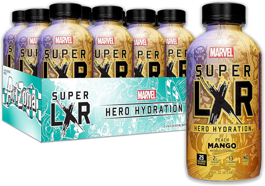 Amazon.com : AriZona x Marvel Super LXR Hero Hydration - Peach