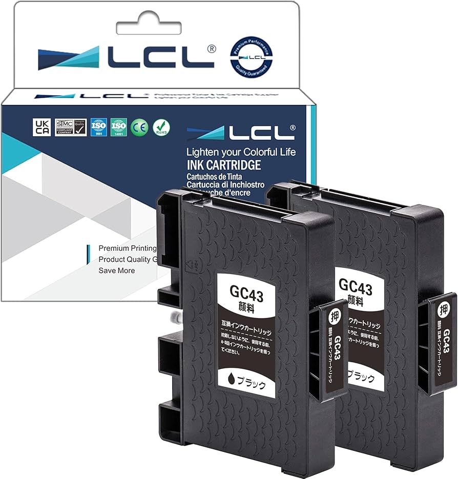 Amazon.co.jp: LCL RICOH用 リコー用 GC43 GC43K 増量 顔料（2パック