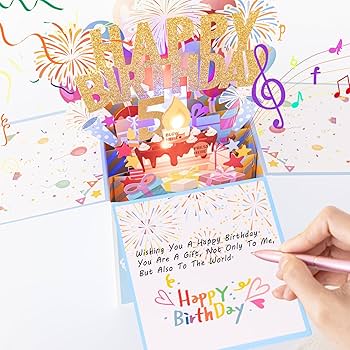 Amazon.com : Tnvee 5TH Birthday Cards with Lights Music, 3D Pop Up