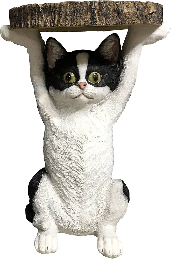 Amazon｜アニマル サイドテーブル Side Table cat 37cm 白黒 ネコ 猫