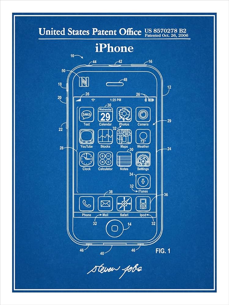 Amazon.com: Studio 21 Graphix Steve Jobs Apple iPhone Patent Print