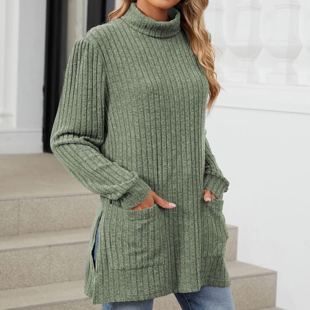 Amazon.com: Sweaters for Women Turtleneck Side Split Oversized