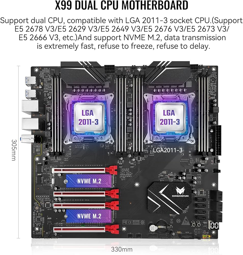 Amazon | SHANGZHAOYUAN X99 デュアル CPU マザーボード LGA 2011-3