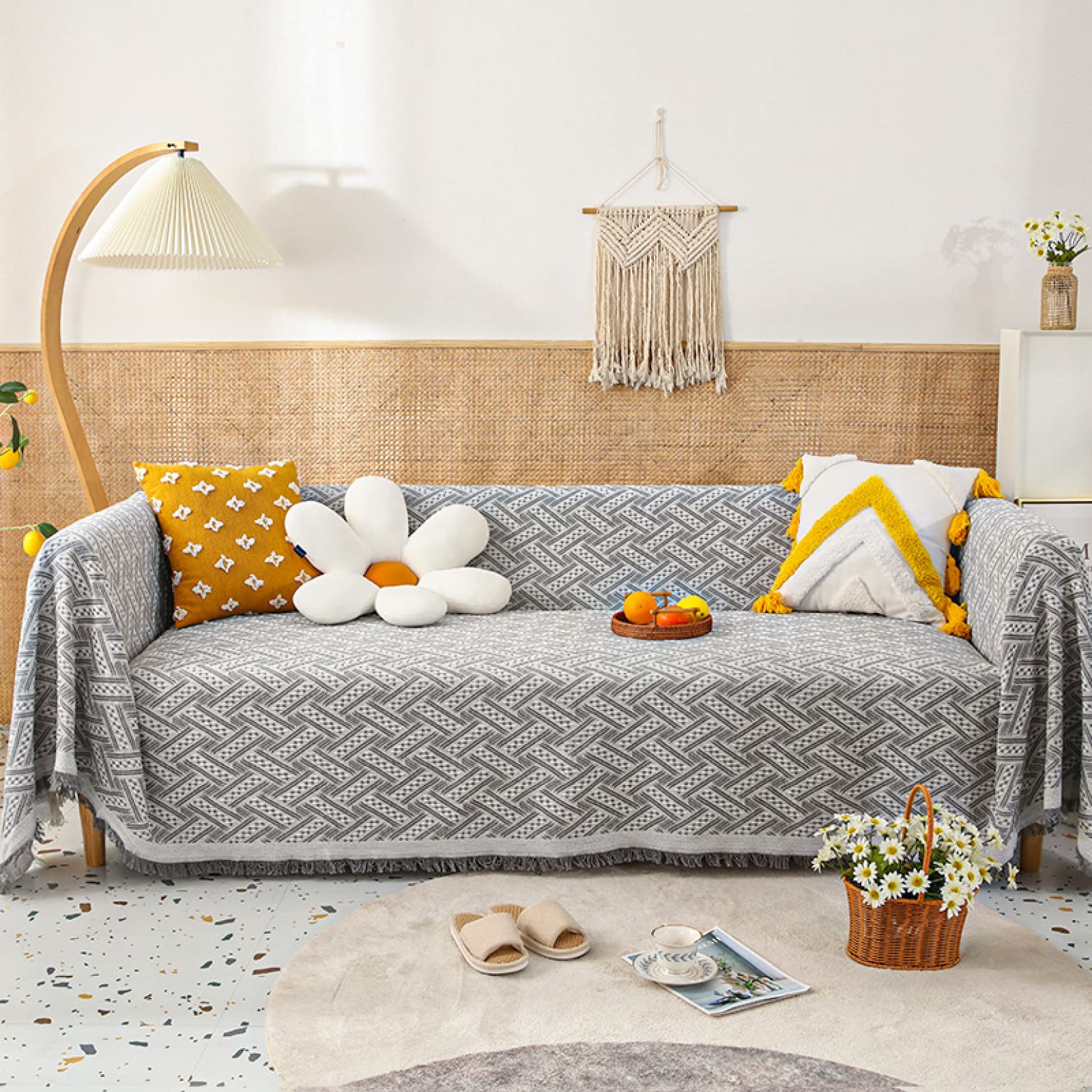 Amazon｜マルチカバー グレーA ソファカバー 北欧 ブランケット