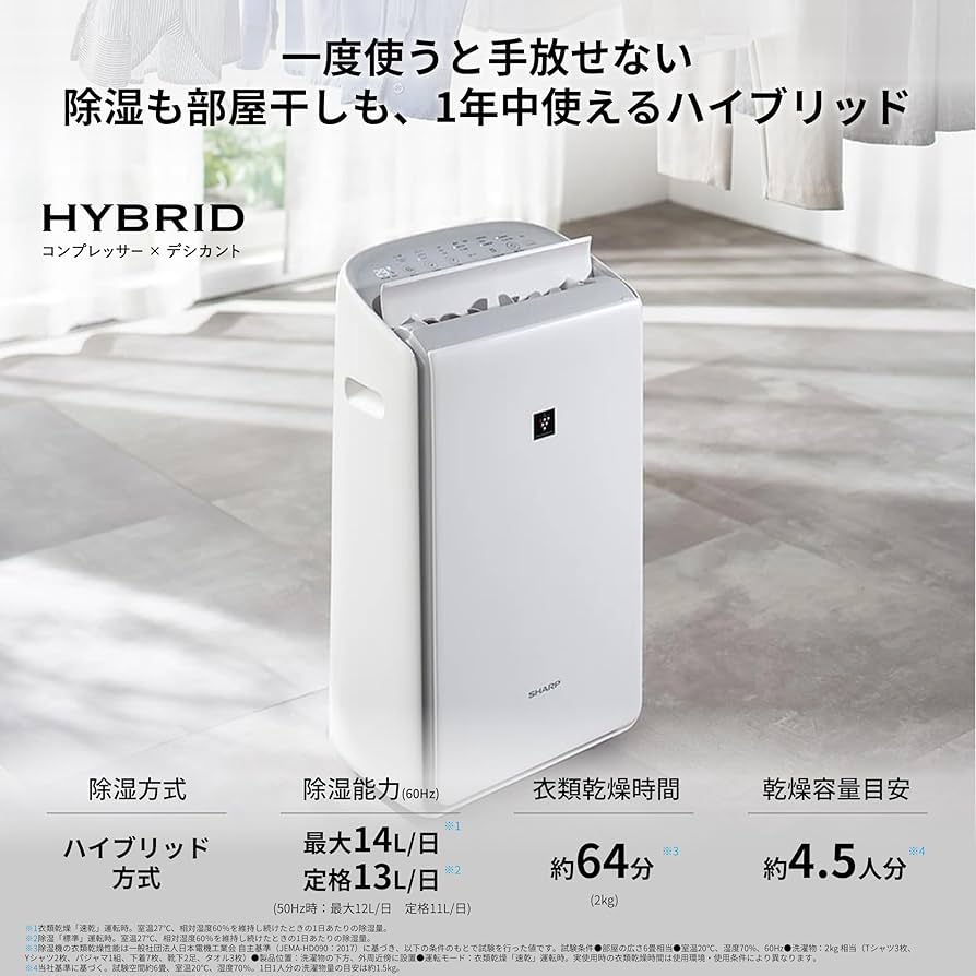 Amazon.co.jp: シャープ 衣類乾燥 除湿機 CV-RH140-W ハイブリッド方式