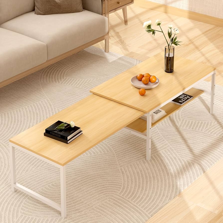 Amazon.co.jp : LunarLight ローテーブル 幅伸縮80.5-142.7奥行き45高